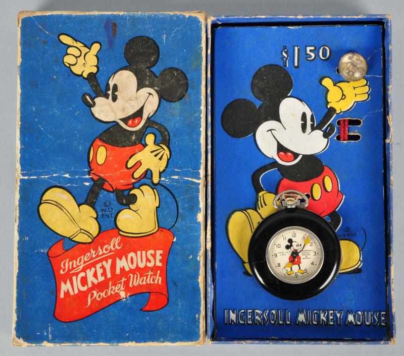 Appraisal: Ingersoll Disney Mickey Mouse Lapel Watch Description Very rare pocket