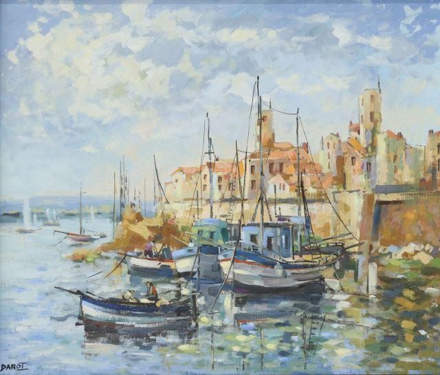 Appraisal: Framed oil on canvas painting Le Port d'Antibes signed lower