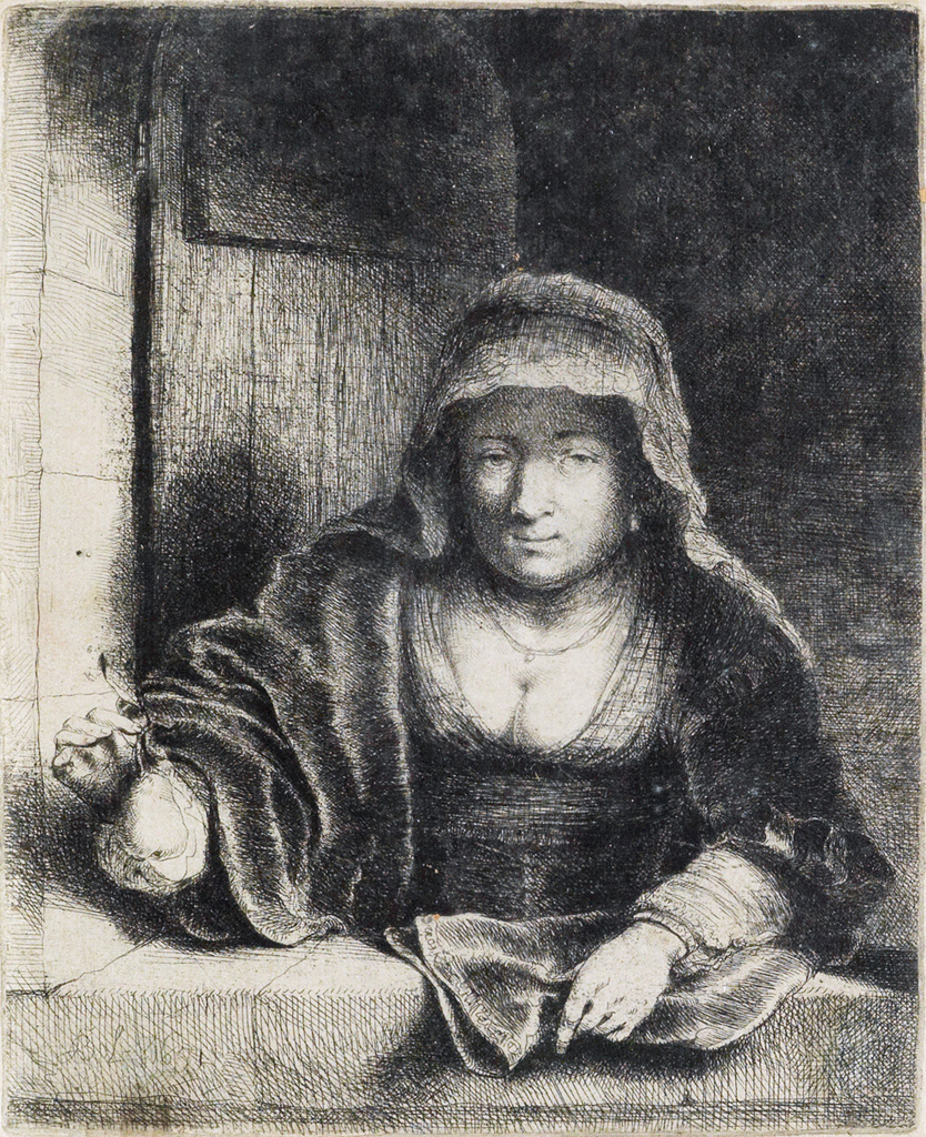 Appraisal: FERDINAND BOL Woman with the Pear Etching x mm x