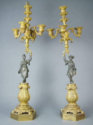 Appraisal: A pair of th century bronze and bronze gilt four