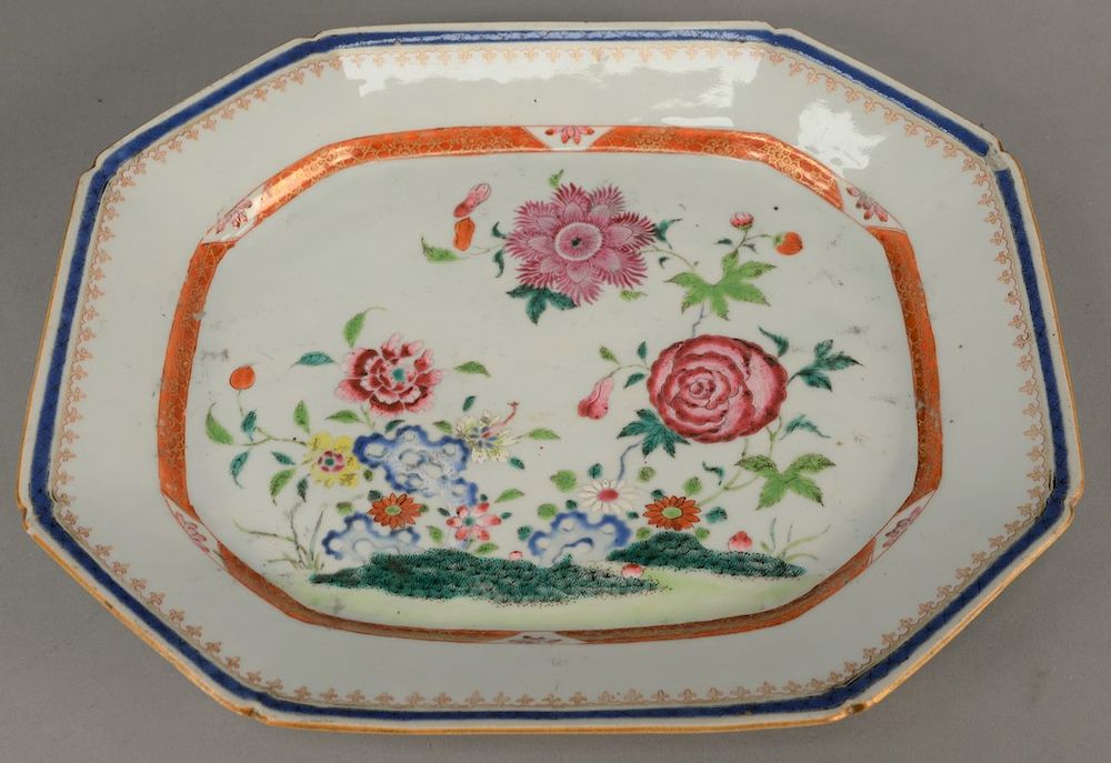 Appraisal: A Chinese export Famille Rose oblong octagonal platter interior with