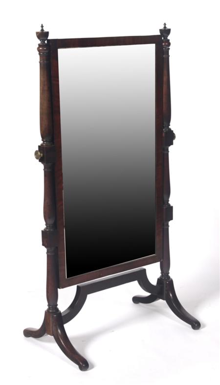 Appraisal: An adapted mahogany cheval mirror the rectangular mirror plate raised