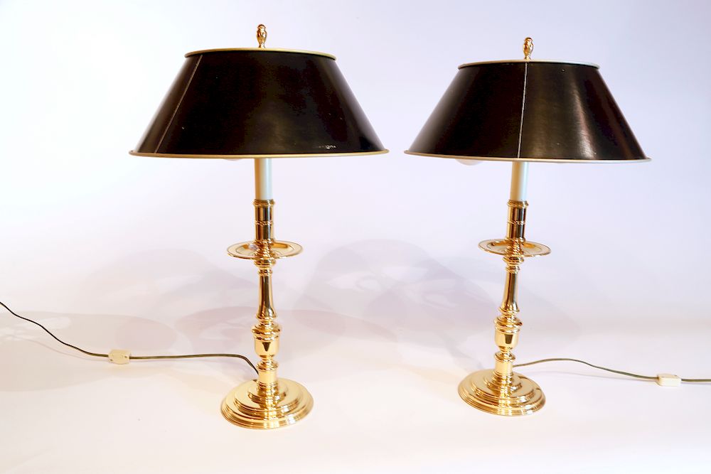 Appraisal: Pair of Baldwin Brass Candlestick Lamps Exclusive on Bidsquare Pair