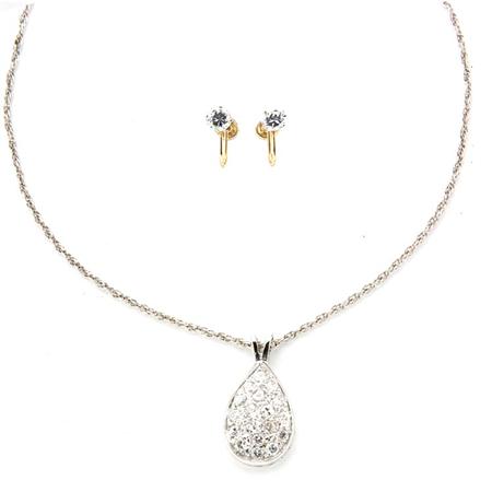 Appraisal: Diamond Pendant and Cubic Zarconia Earrings Estimate -