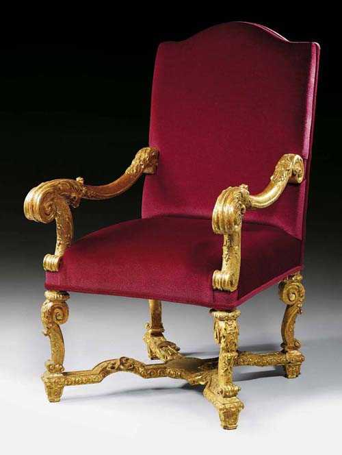 Appraisal: IMPORTANT ARMCHAIR Louis XIV Paris circa Richly carved wood with