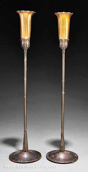 Appraisal: A Pair of American Arts and Crafts Copper and Favrile-Glass