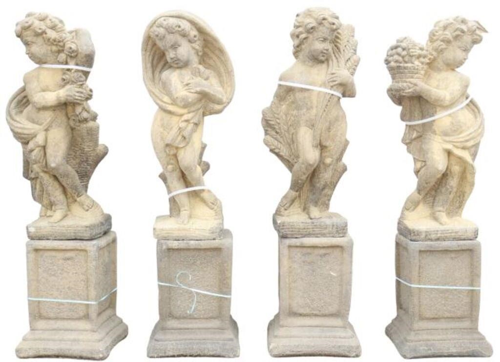 Appraisal: lot Cast stone garden statuary The Four Seasons allegorical putti