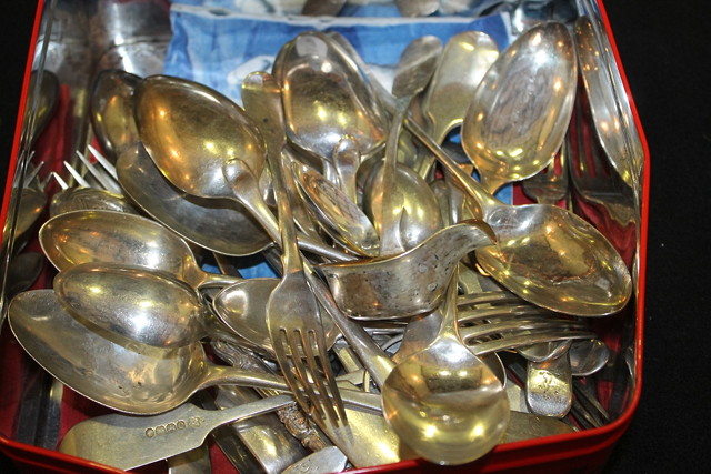 Appraisal: A COLLECTION OF VARIOUS SILVER FORKS and spoons sugar tongs