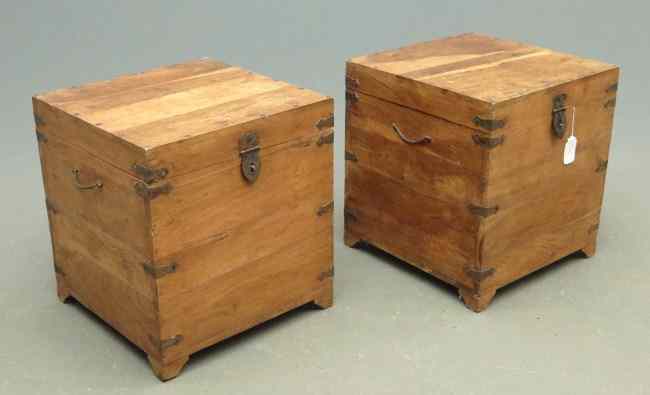 Appraisal: Pair Asian wooden trunks '' W '' D '' Ht