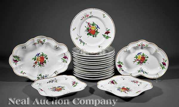 Appraisal: A Chamberlain's Worcester Polychrome and Gilt Porcelain Partial Dessert Service