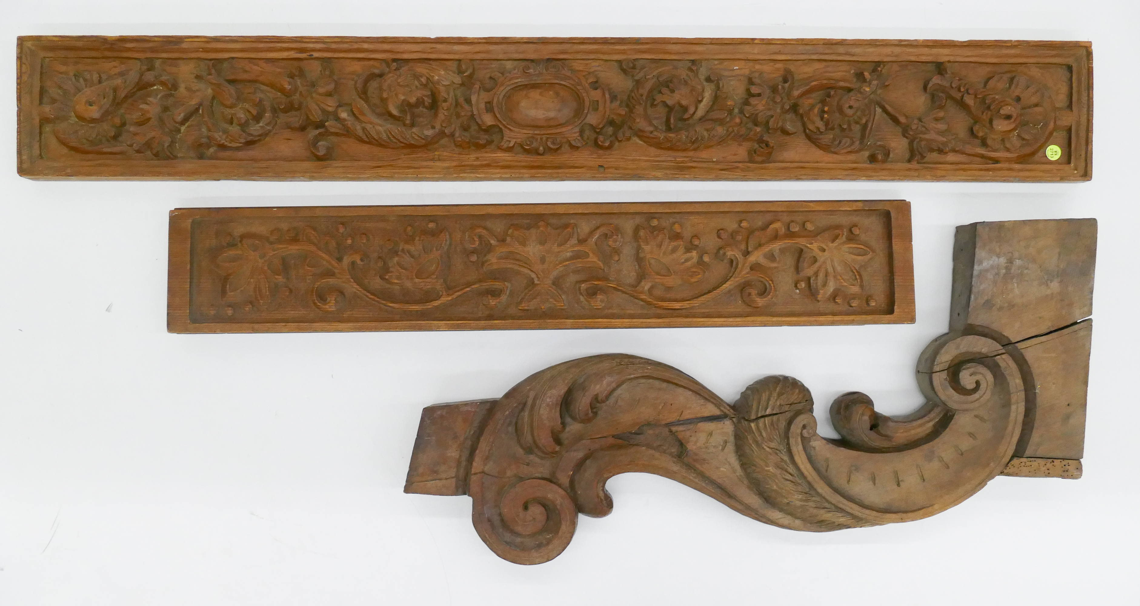 Appraisal: pc Antique Carved Wood Architectural Panels- '' to ''