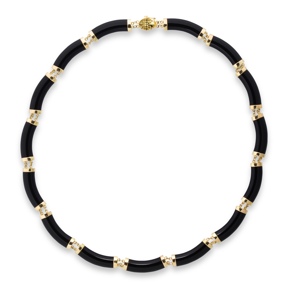 Appraisal: A BLACK ONYX AND FOURTEEN KARAT GOLD NECKLACE A black