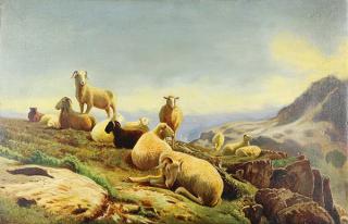 Appraisal: Painting Arthur Fitzwilliam Tait Arthur Fitzwilliam Tait American - Sheep