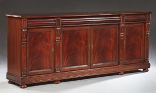 Appraisal: English Style Carved Mahogany Sideboard th c the rectangular top