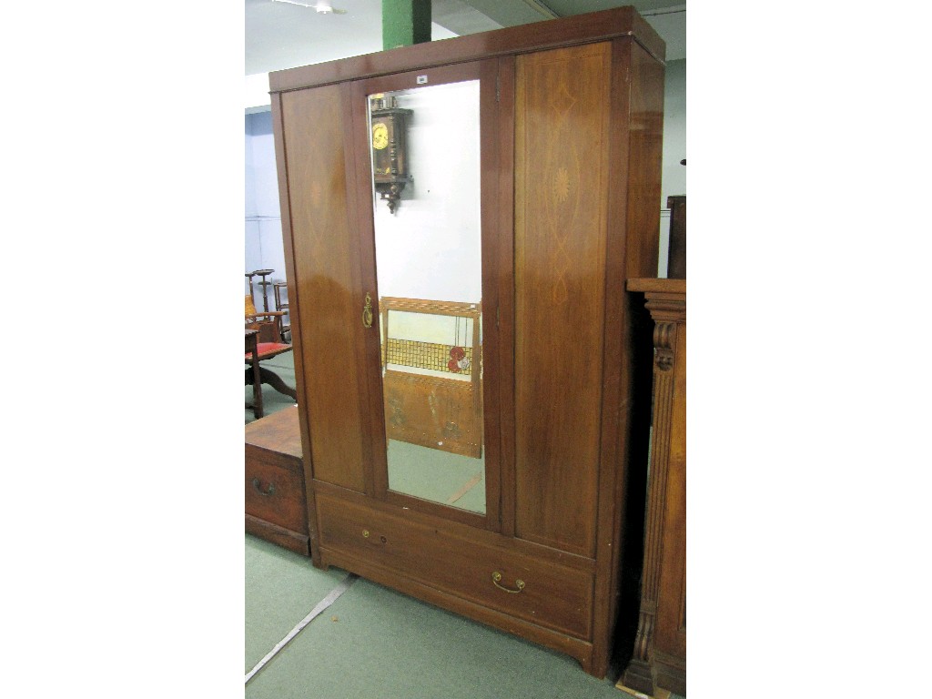 Appraisal: Edwardian mahogany single wardrobe with crossbanding and inlay top missing