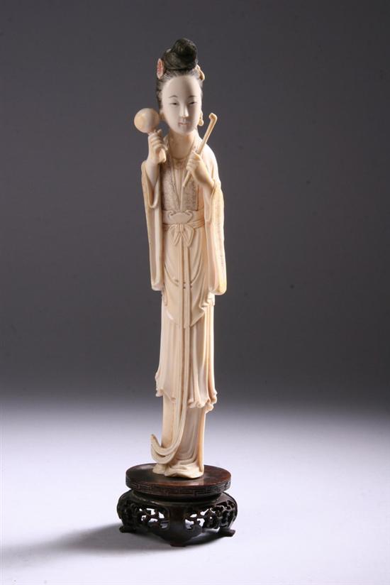 Appraisal: CHINESE IVORY FIGURE OF COURT LADY late Qing Dynasty early