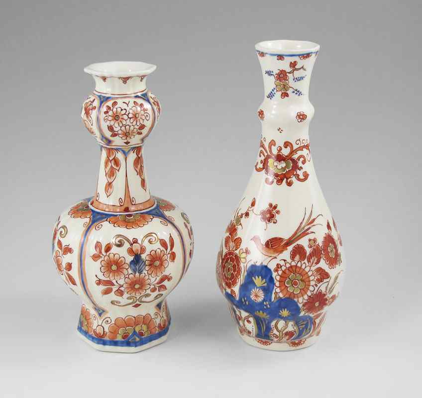 Appraisal: TWO DE PORCELEINE FLES DELFT POTTERY VASES Each a unique