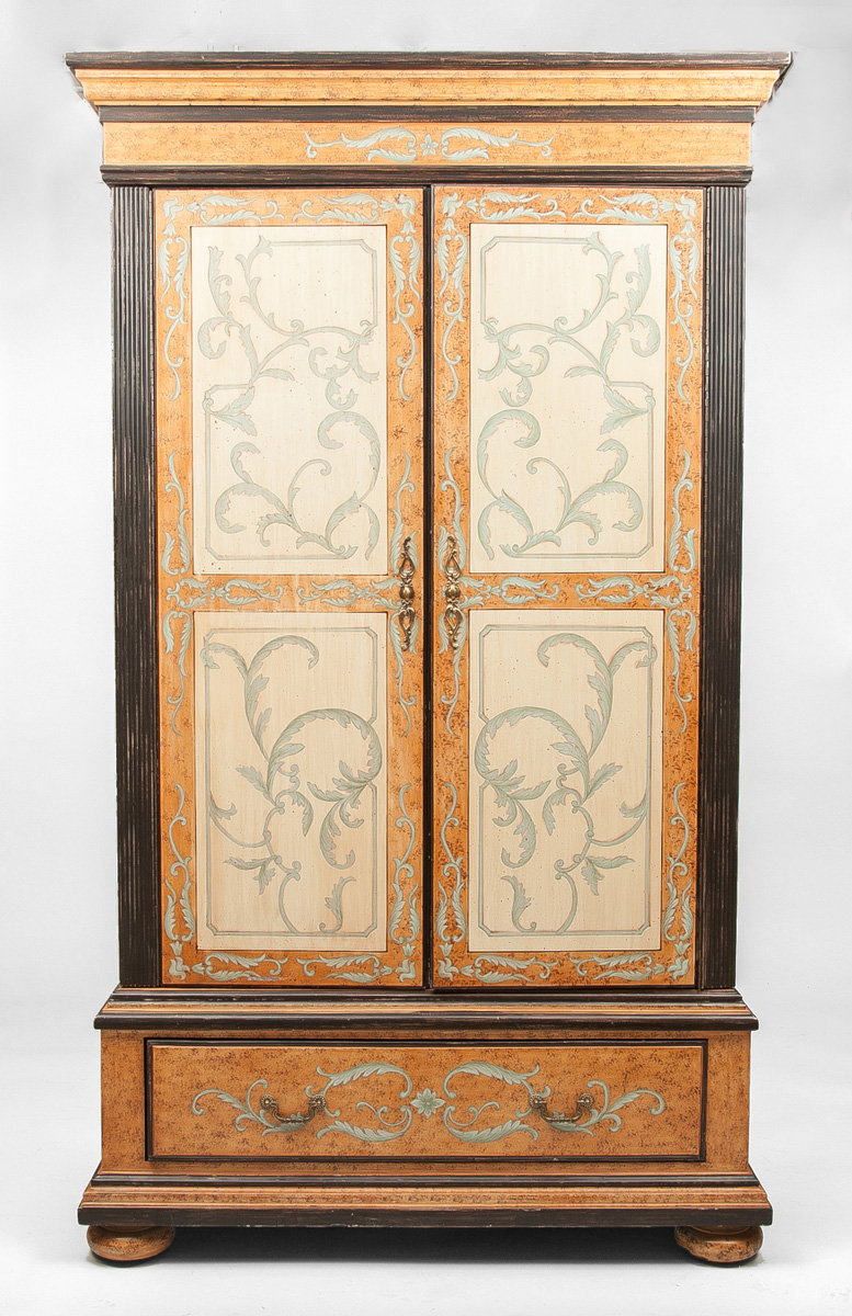 Appraisal: Baroque Style Painted Cabinet Modern Fitted for a television x