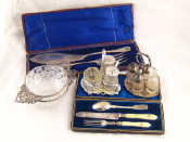 Appraisal: Silver plate A boxed three piece Christening set a boxed