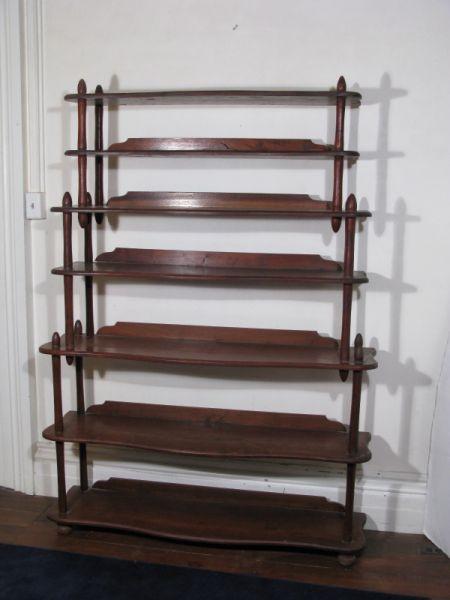 Appraisal: Custom Etagere seven shelves mahogany lower six shelves with applied