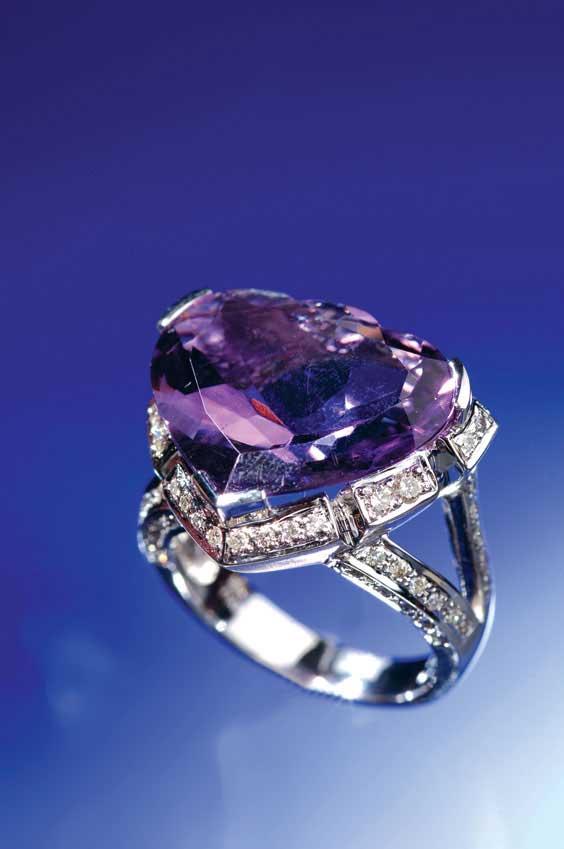 Appraisal: AMETHYST AND DIAMOND COCKTAIL RING K white gold cocktail ring