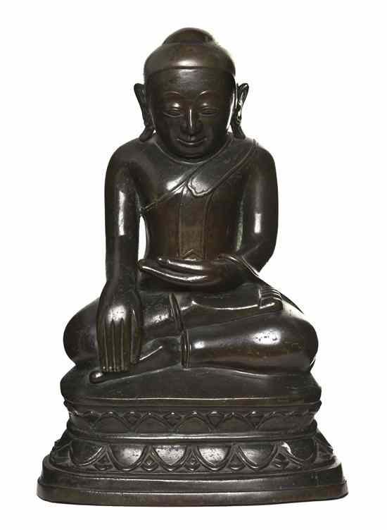 Appraisal: A Bronze Model of a Seated Buddha Kashmir depicting the