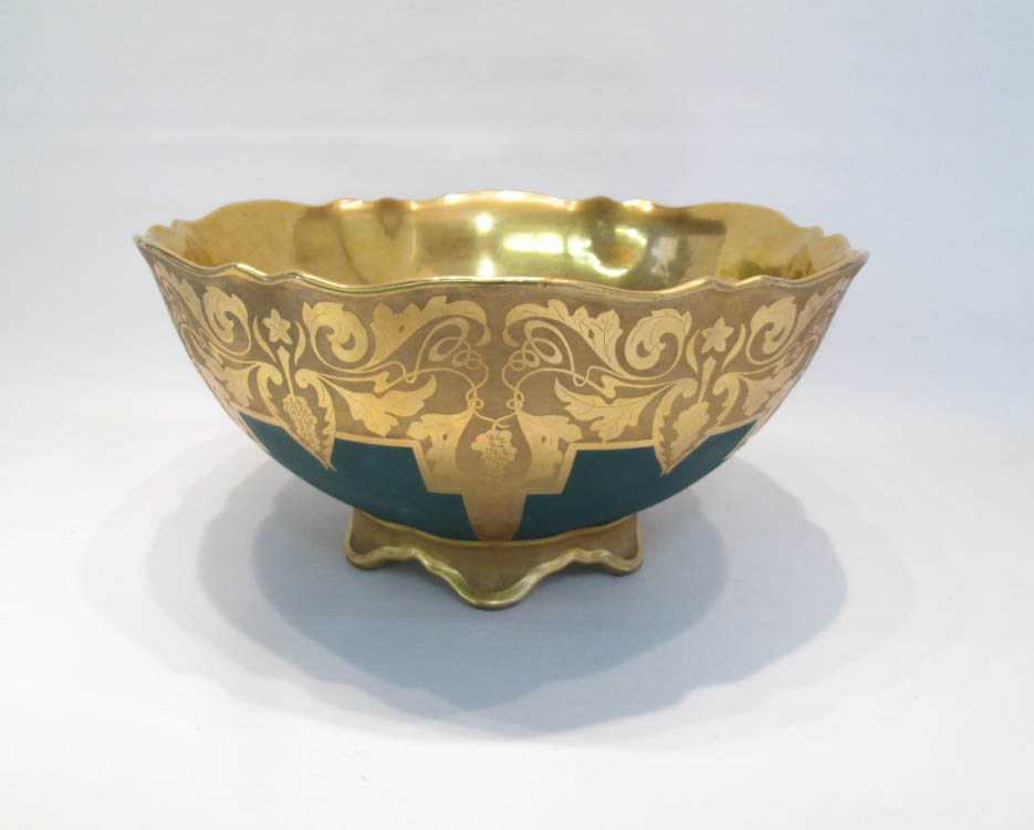 Appraisal: LIMOGES GILT PORCELAIN FOOTED PUNCH BOWL by R Delinieres Co