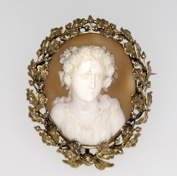 Appraisal: VICTORIAN CAMEO BROOCH k ca Depicts Bacchante in high relief