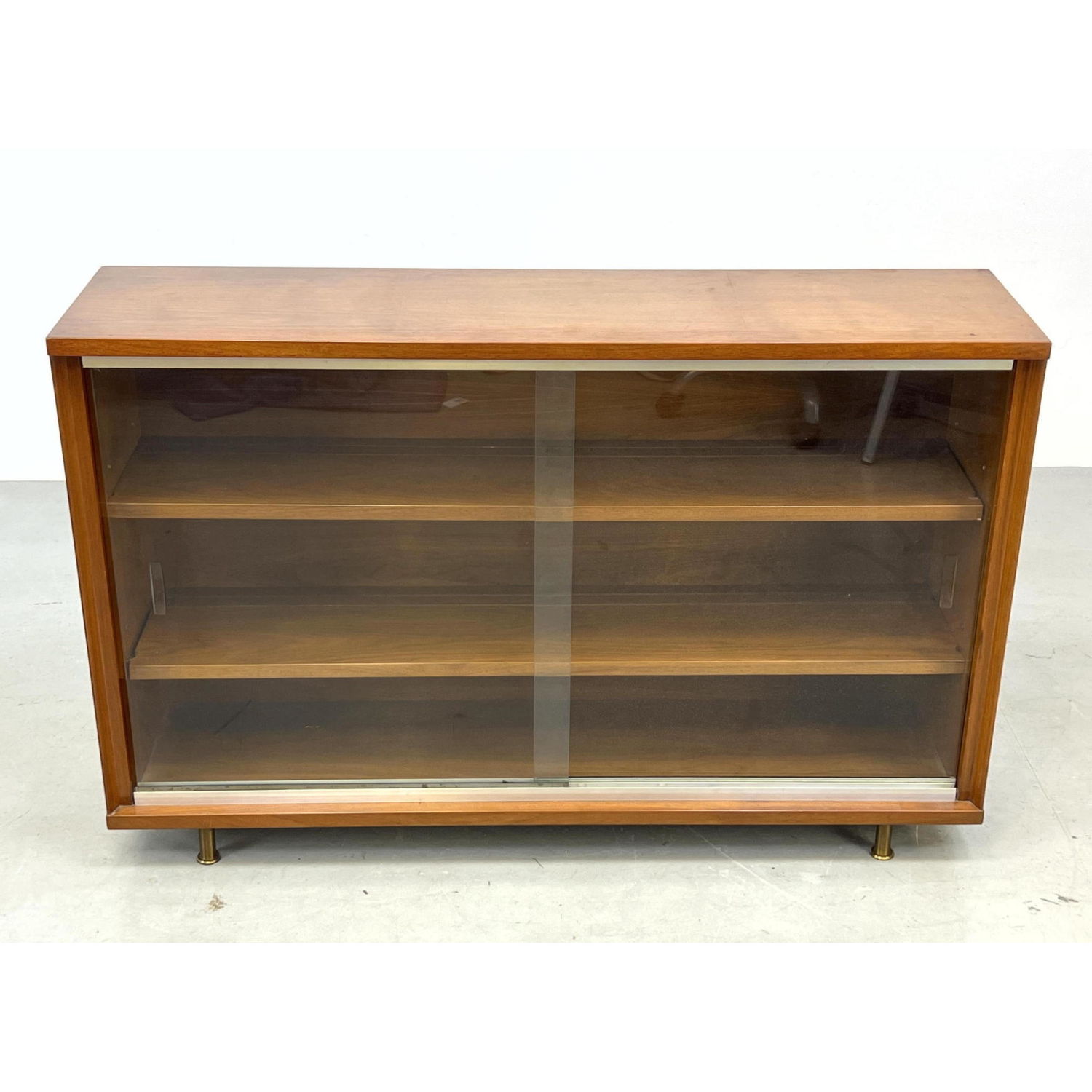 Appraisal: Mid Century Modern Sliding Door Bookcase Glass doors Dimensions H