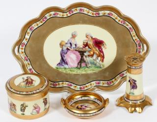 Appraisal: GERMAN PORCELAIN FOUR PIECE DRESSER SET GERMAN PORCELAIN FOUR PIECE