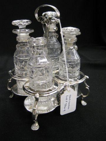 Appraisal: Sterling Silver Cruet Set George III footed tall one bottle