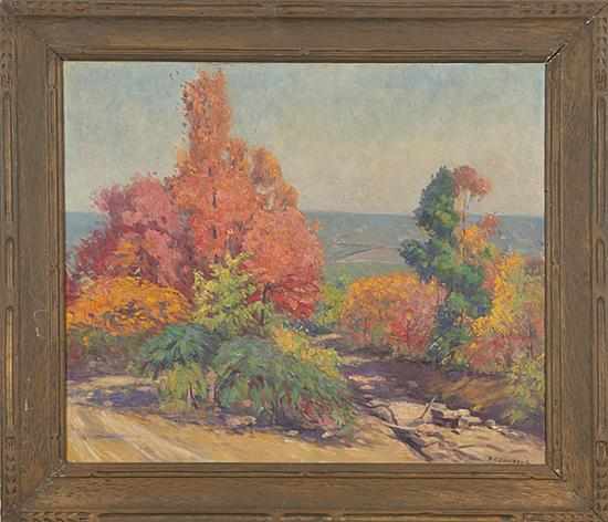 Appraisal: Homer Gordon Davisson Indiana - AUTUMN INDIANA LANDSCAPE oil on