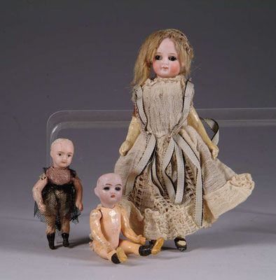 Appraisal: LOT OF THREE SMALL DOLLS WITH COMPOSITION BODIES - respectively