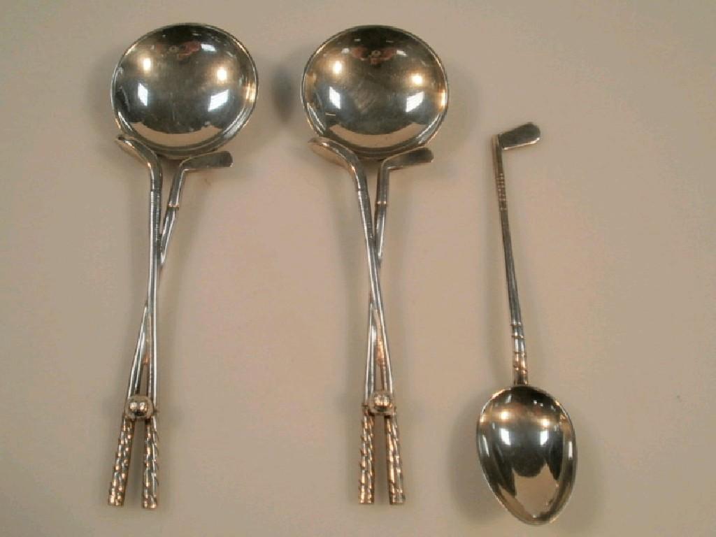 Appraisal: A pair of late Victorian silver golf trophy spoons with