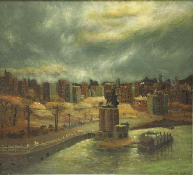 Appraisal: KANE John Oil on Masonite Scene From the Bronx Signed