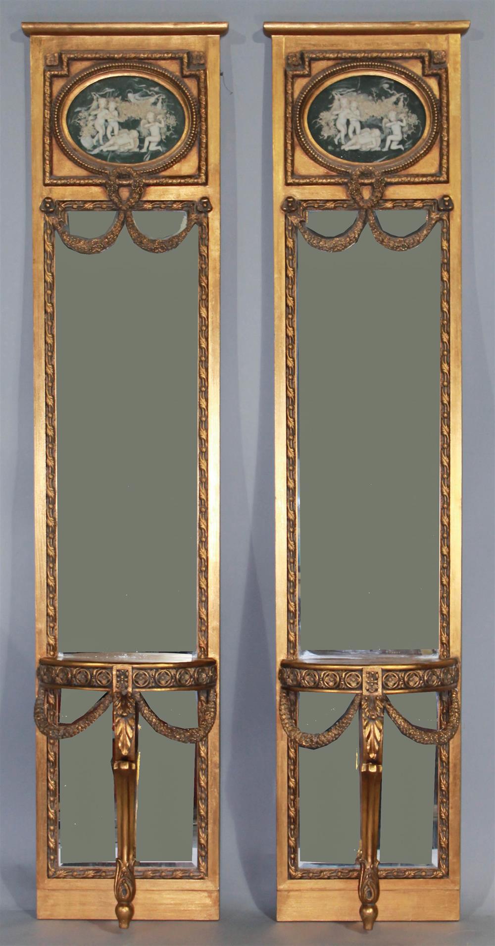 Appraisal: PAIR OF FRENCH ROCOCO STYLE GILTWOOD PIER MIRRORS WITH STAND