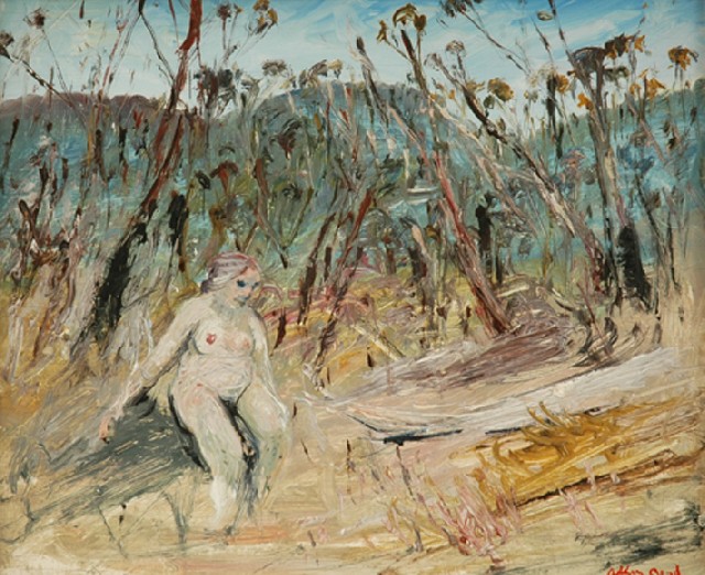 Appraisal: Arthur Boyd - Figure and Pond oil on board signed