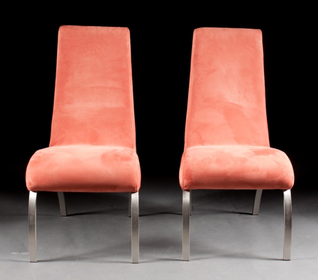 Appraisal: Ten contemporary high-back dining chairs Elite suede upholstery on brushed