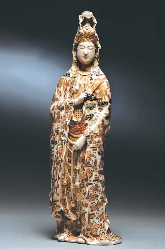 Appraisal: ANTIQUE SATSUMA KANNON Tall and rare antique Japanese Satsuma figure