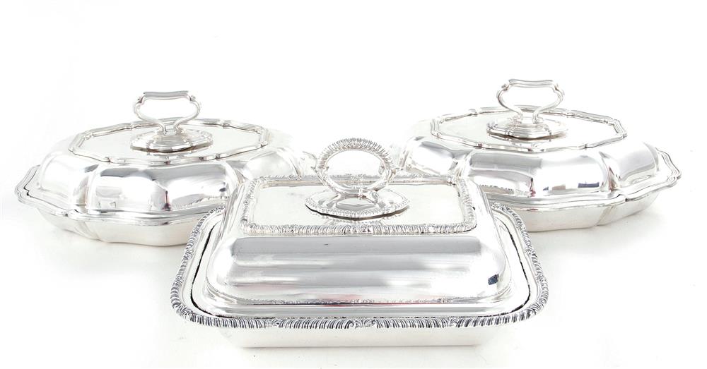 Appraisal: English silverplate covered entree dishes late th to th century