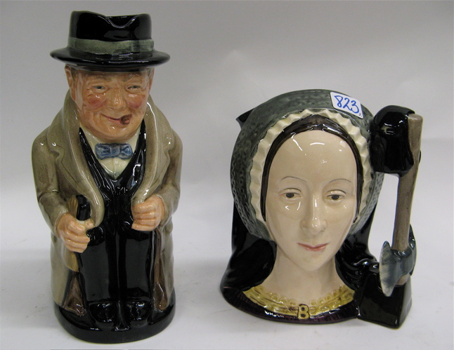 Appraisal: TWO ROYAL DOULTON LARGE SIZE CHARACTER JUGS Winston Churchill D