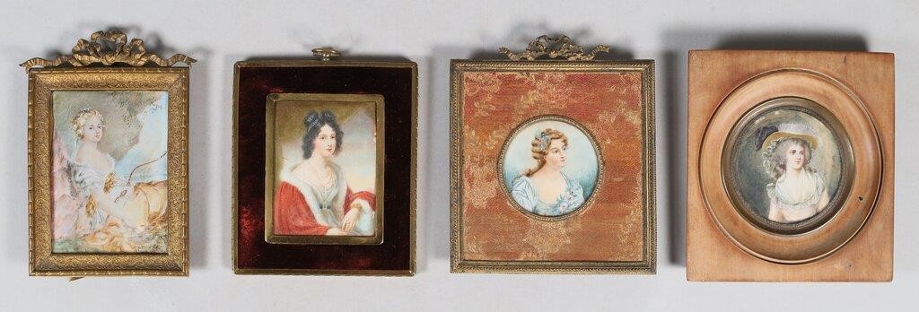 Appraisal: hand painted miniatures portraits of ladies artist signed portrait of