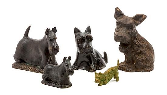 Appraisal: Five Scottish Terrier Sculptures Height of tallest inches Five Scottish