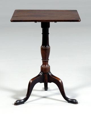 Appraisal: George III tilt-top candle stand figured mahogany square top tilting