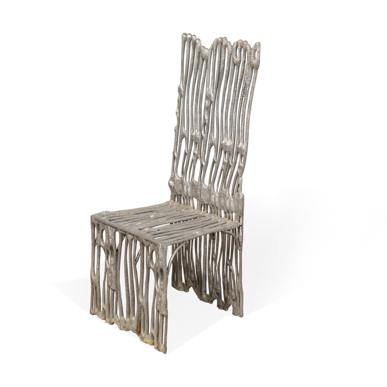 Appraisal: MODERN CAST ALUMINUM SIDE CHAIR Modern cast aluminum side chair