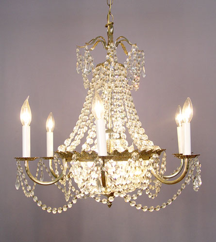 Appraisal: SILVER GILT CRYSTAL CHANDELIER light Venetian type chandelier silvered frame