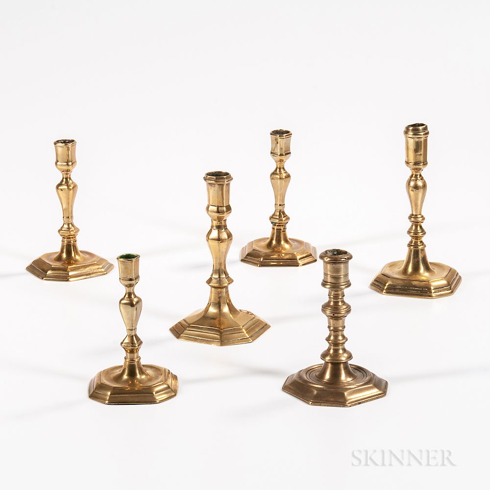 Appraisal: Six th Century European Brass Candlesticks Six th Century European