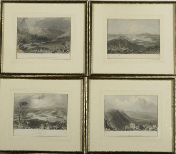 Appraisal: FOURTEEN HANDCOLORED ENGRAVINGS s American landscapes including Golden Gate Mount