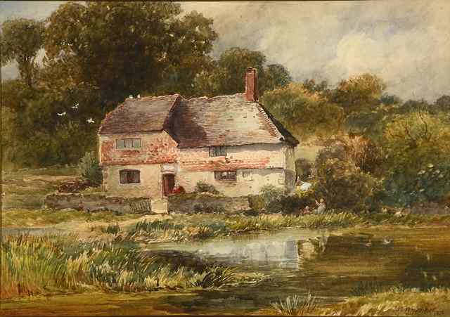 Appraisal: JOSIAH WOOD WHYMPER - A country cottage signed and dated