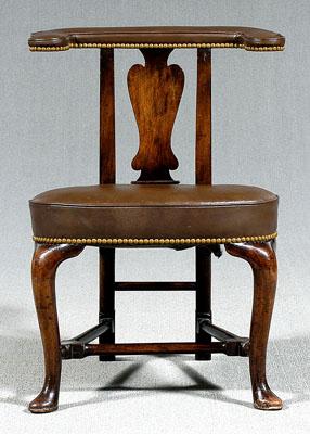 Appraisal: Georgian style cock fighting chair mahogany with brown leather and